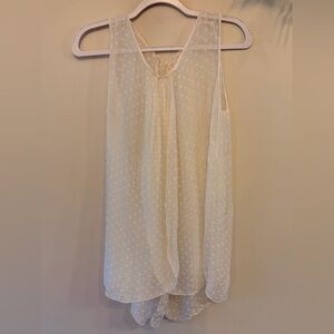 SILK Sleeveless Cream Polka Dot Overlay Top